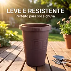 Kit 2 Vasos Redondos Coluna 32 Litros Reforçado Decorativo Jardim Para Plantas e Decoração