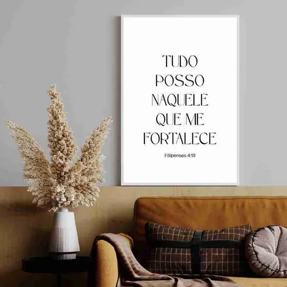 Quadro Decorativo Tudo Posso Naquele Que Me Fortalece Moldura Caixa TokQuadros