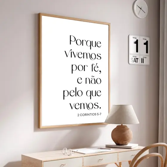 Quadro Porque Vivemos Por Fé E Não Pelo Que Vemos Minimalista Moldura Caixa TokQuadros