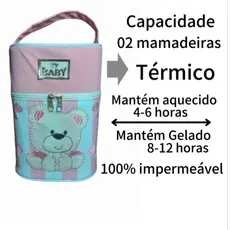 Porta Mamadeira Térmico Duplo + Isopor Mantenha o Leite Quente ou Frio por Mais Tempo