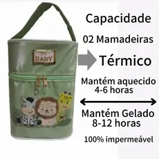 Porta Mamadeira Termico Duplo Com Isopor Tema Safari
