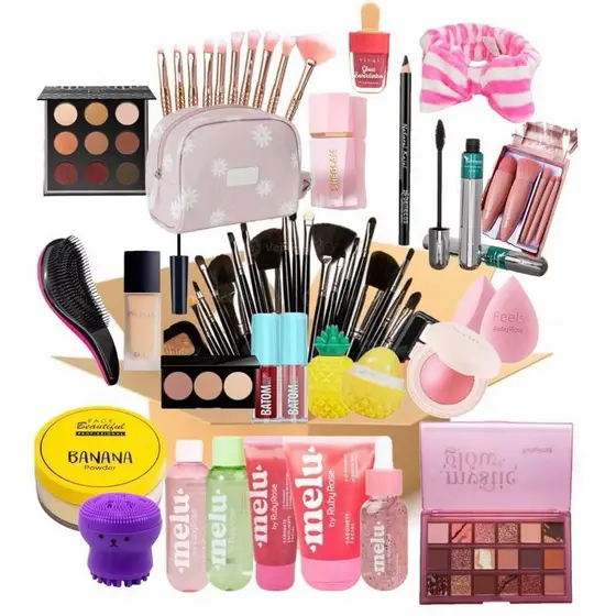 Kit Completo Maquiagem Melhores Marcas Com Gloss e Base Iluminador