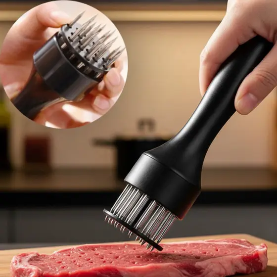 Amaciador De Carne Batedor Frango Bife Com Furador Aço Inox