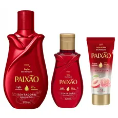 Kit Paixão Tentadora Hidratante 200ml + Óleo 100ml + Creme Mãos 75g Fragrância Marcante