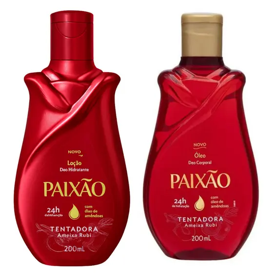 Kit Paixão Hidratante Corporal + Óleo Tentadora 200ml Nutrição Profunda e Hidratação Diária