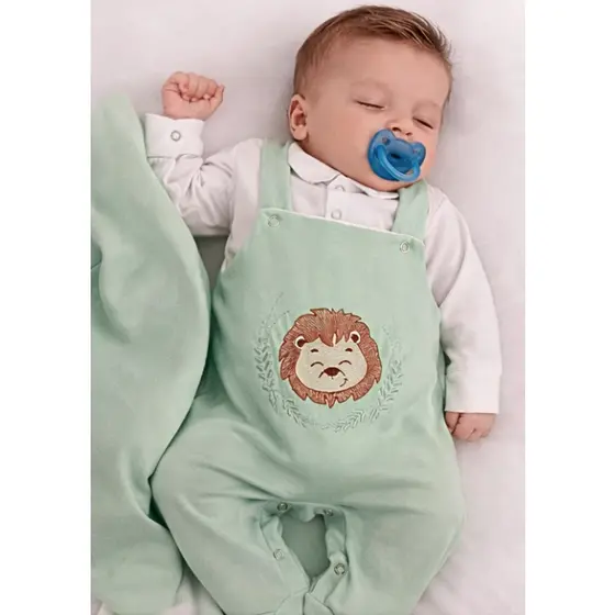 Saída Maternidade Menino Jardineira Savana 05 Peças Roupa de Bebê Menino