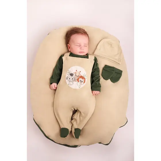 Saída Maternidade Menino Jardineira Floresta 05 peças Roupa de Bebê Menino