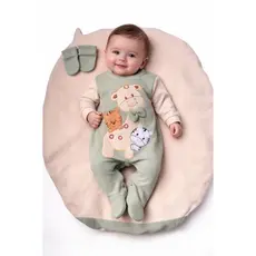 Saída Maternidade Menino Pedro 03 Peças Safari Malha Tricot Roupas de Bebê