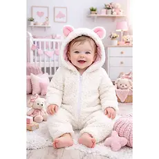 Macacão Bebê Menino e Menina Ursinho Sherpa Pele de Carneiro Infantil Quentinho Soft