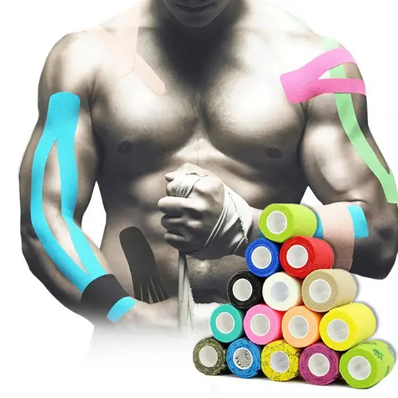 Fita Bandagem Elástica Adesiva Kinesio Tape Dor Muscular amarela