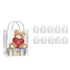 Kit 10/20/30 Sacola Transparente para Presentes Reutilizável PVC Lembrancinhas