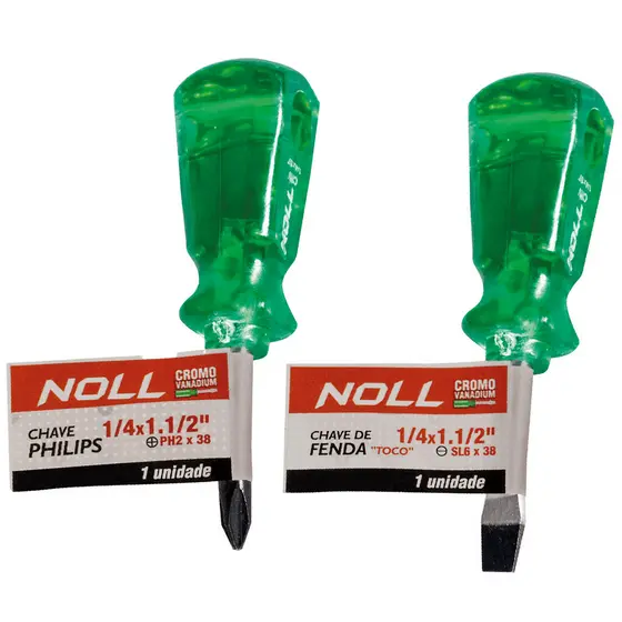 Kit Com 2 Chave Fenda e Philips Toco - 1/4×1.1/2 - 3,8cm