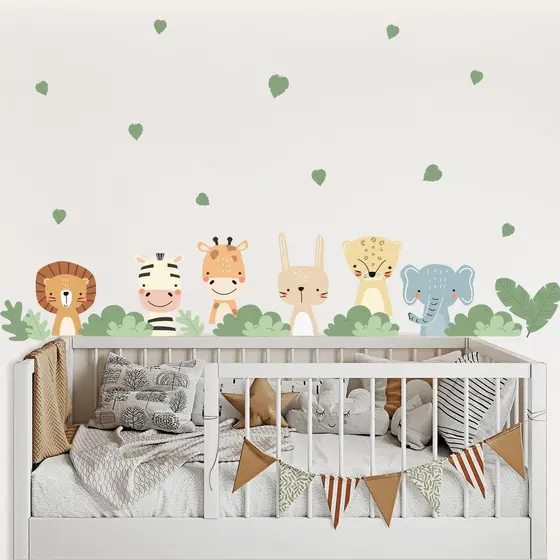 Adesivo  Parede Animais Safari Selva Quarto Infantil Bebê