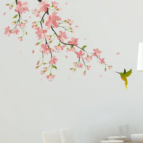 Adesivo Parede Beija Flor Sala Quarto Floral  Opções Lado Esquerdo ou Direito