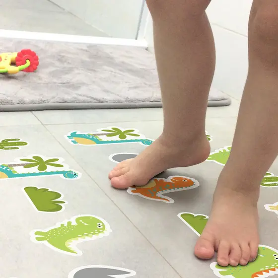 Adesivo Piso Banheiro Antiderrapante Dinossauro Baby 2 17un Não Escorrega Colorido
