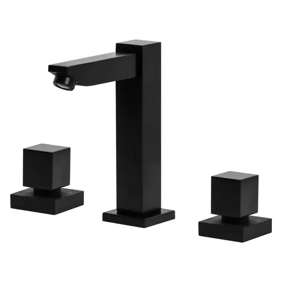 Torneira Misturador Banheiro Lavatório Quadrado Preto Luxo 1/4 de Volta Metal Resistente