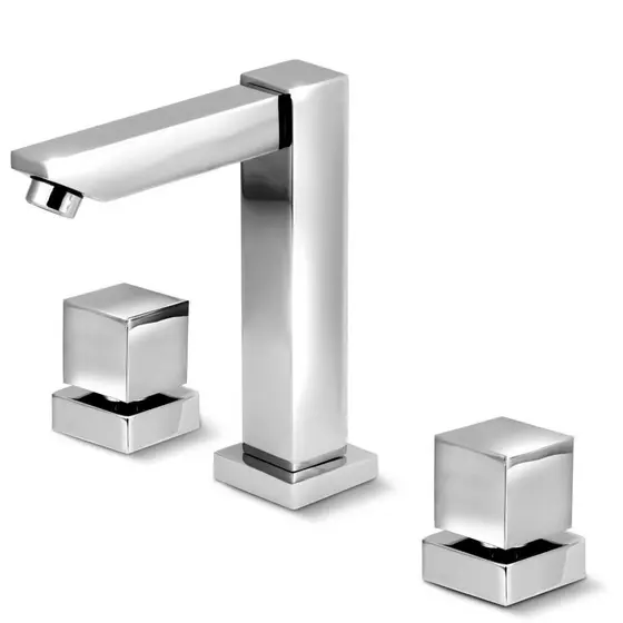Torneira Misturador Banheiro Lavatório Quadrado Cromado Luxo 1/4 de Volta Metal Resistente Elegante