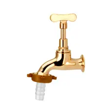 Torneira Jardim Amarela Tanque Curta Romis 3/4 DN20 Com Bico de Plástico Lavanderia Área Externa