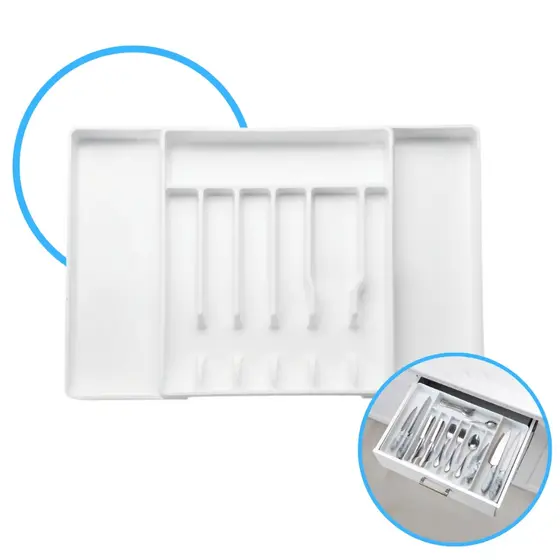 Organizador Porta Talheres Gaveta Para Cozinha Com Extensor Duplo