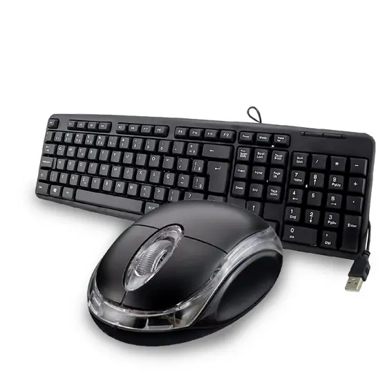 Teclado e Mouse Basico Com Fio Computador Pc Mousepad
