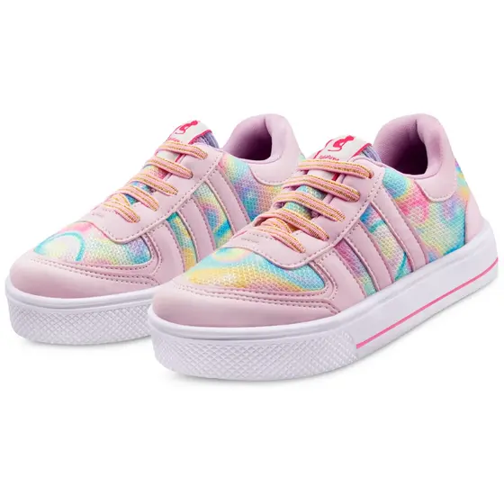 Tênis Infantil Menina Calce Fácil Feminino Conforto Colorido Pink Preto BB&Kids