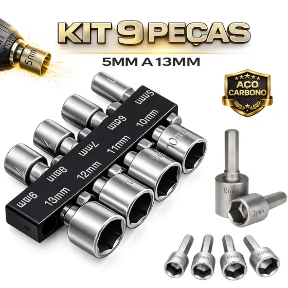 Kit De Jogo De Bits Soquete Canhão Para Parafusadeira 5 A 13mm Catracas