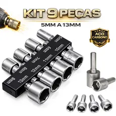 Kit De Jogo De Bits Soquete Canhão Para Parafusadeira 5 A 13mm Catracas