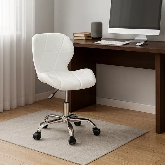 Cadeira De Escritório Slim Ergonômica Giratória Couro Diversas Cores