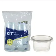 kit pote e tampa descartavel com 25unid (250ml)