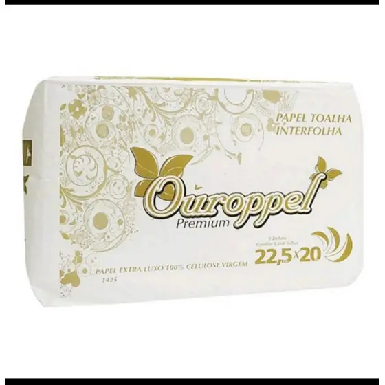 Papel toalha interfolha 100%celulose.