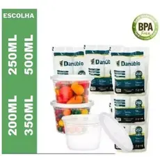 kit Pote e Tampa C/48unid. 200ml,250 ml ,350ml, 500ml ou 1500ml Danubio.