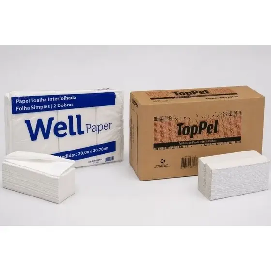 Papel toalha interfolha (branco) ou 100% celulose