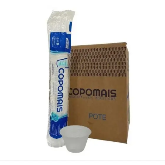 Pote de 100ml Transparente Copomais PS com 2.000 unidades