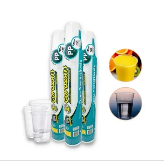 Copo Descartável 180ml PP Copozan 100unid.