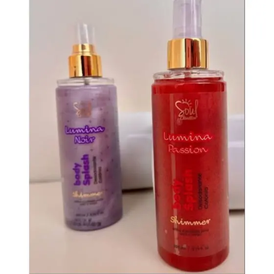 Body Splash Lumina Glitter SOUL COSMETICOS 200ml Perfume Colonia Desodorante Corporal Fixação Brilho
