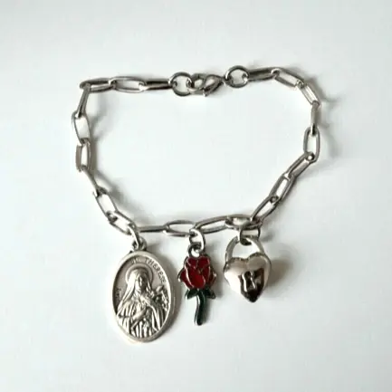 Cadeia de Consagração a Nossa Senhora Medalha Rosa e Cadeado - Mod 7