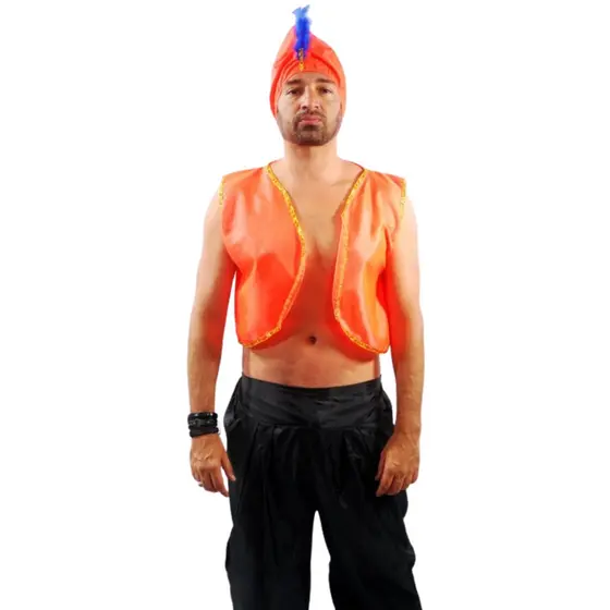 Fantasia Aladim Masculino Com Acessórios e Turbante Príncipe Místico Adulto Cosplay Homem Carnaval Festa Árabe