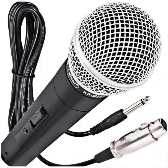 Microfone Dinâmico Com Cabo 2 Metros