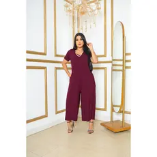 Macacão Feminino Pantacourt Plus Size Soltinho Moda Verão Saruel Feminina Moda Grande Macacão Feminino Lindo