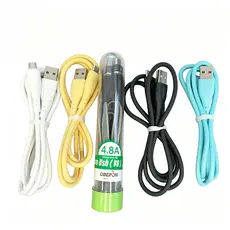 Cabo Carregador Celular Turbo 1-2 Metros Reforçado V8 x USB 3,6A-5.2A Tubo com Adaptador V8-TPE