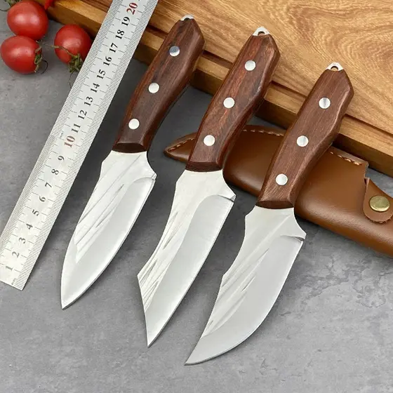 Faca de Cozinha Artesanal Cutelo Forjado Rustico Com Bainha Churrasco Desossar Carne Camping Chefe