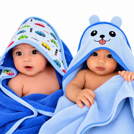 Kit 2 unidades - Toalhas Capuz  e Orelhinha infantil nenê recém nascido estampado tecido felpudo