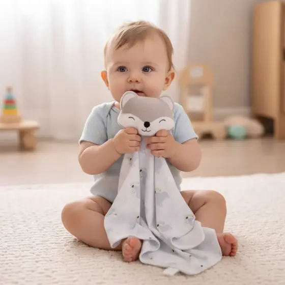 Naninha Para Bebe Com Prendedor De Chupeta Algodão Paninho Raposinha Enxoval