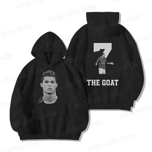 Moletom Canguru Unissex com capuz Confortável e Estiloso Algodão Jogador Futebol Cristiano Ronaldo