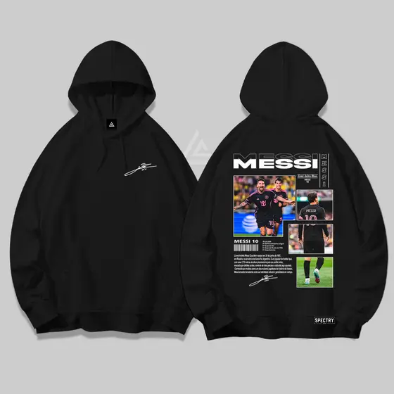 Moletom C/Capuz Messi Jogador de Futebol Unissex com Estampa StreetWear e Bolso Canguru Estilo Esportivo