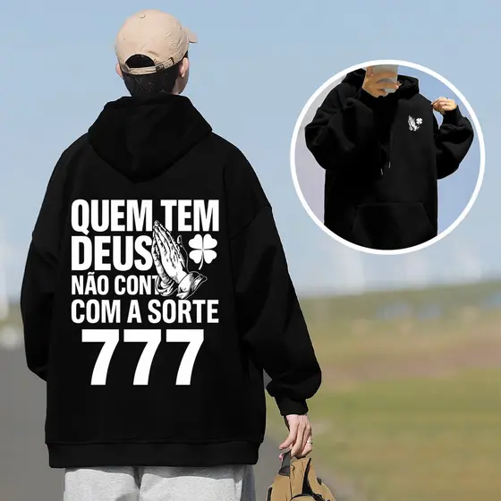 Moletom Religioso Flanelado Para Quem Acredita em Deus Não em 777 P ao GG