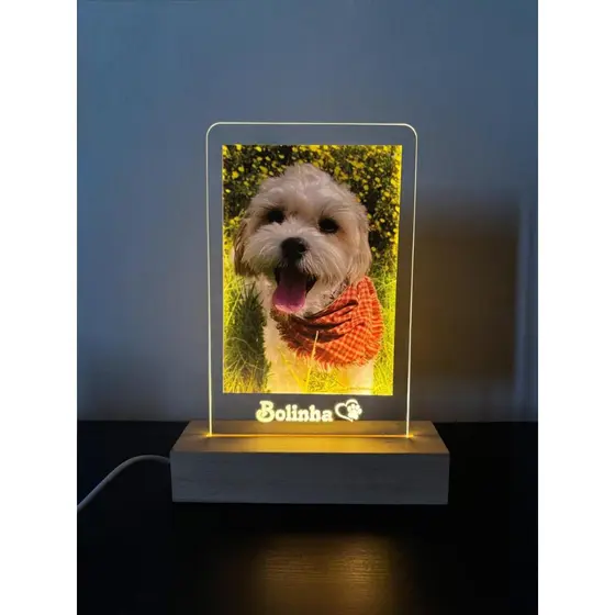 Luminária Foto Personalizada Led Madeira