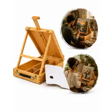 Estojo Pintura Maleta Cavalete Dobrável De Mesa Suporte Tela Godê