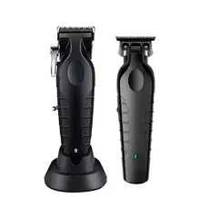 Kit Cabelereiro 2 Máquinas Profissional Kemei 2296 de Corte + a Kemei 2299 de Acabamento Cor Preto