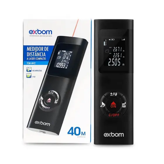 Medidor De Distancia Profissional Trena Digital A Laser Alta Precisão 40 Metros Recarregavel Exbom